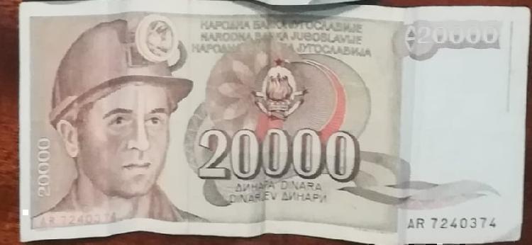 Bankovec za 20000 dinarjev Jugoslavija-spletnedrazbe.si