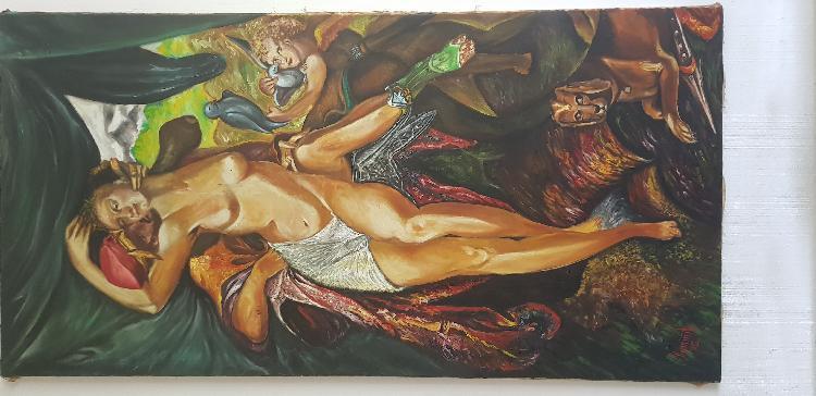 UMETNIŠKA SLIKA SAMSON IN DALILA-spletnedrazbe.si